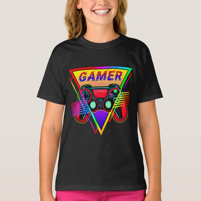 Camiseta Retro Colorido juego de cartas Rainbow Gamer (Anverso)