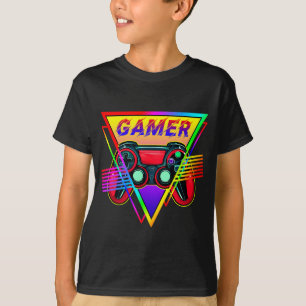 Camiseta Retro Colorido Lluvia de Colores Gamer Ordenador J