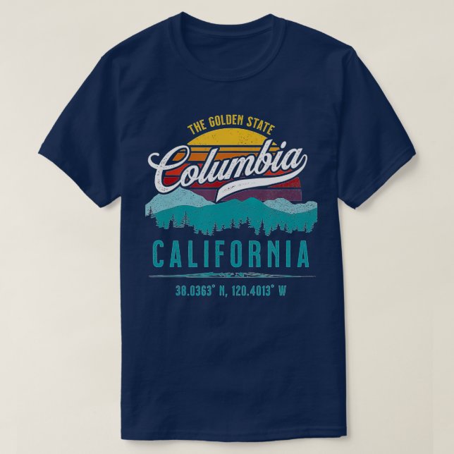 Camiseta Retro Columbia California Monta el arte de Sun Gru (Diseño del anverso)