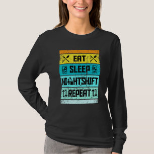 Camiseta Retro Comer Sleep Night Shift Repetir Trabajador