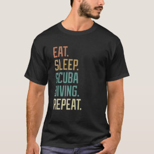 Camiseta Retro Comer Sueño Scuba Buceo Repetir Vintage