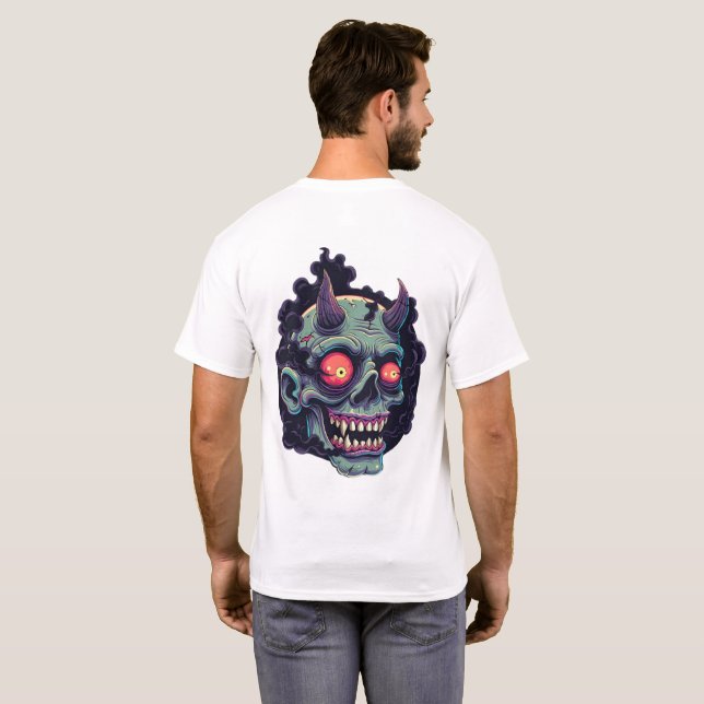 Camiseta Retro Comic Style Monster Skull (Reverso completo)