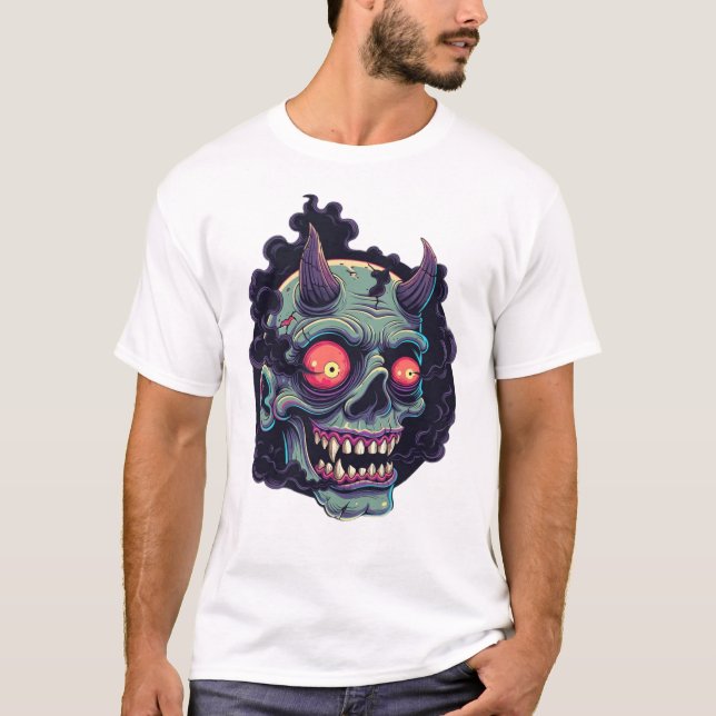 Camiseta Retro Comic Style Monster Skull (Anverso)
