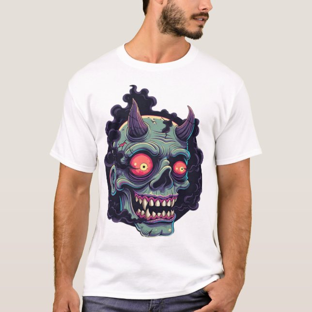 Camiseta Retro Comic Style Monster Skull (Anverso)