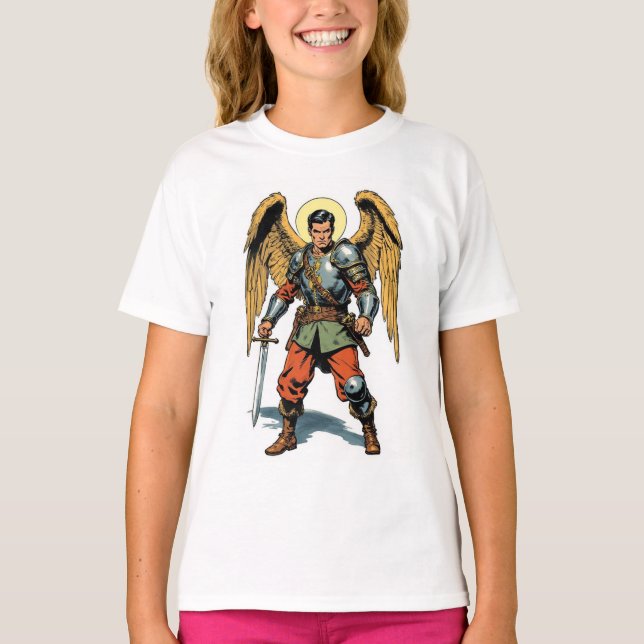 Camiseta Retro Comic Style St Michael Girl's Tee Shirt (Anverso)