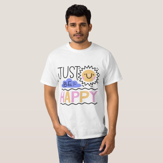 Camiseta Retro con Cara Sonriente "Solo Sé Feliz" (Anverso completo)