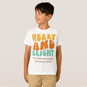Camiseta Retro Cool Alegre y Brillante Navidad de Niño