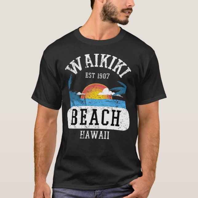 Camiseta Retro Cool Waikiki Beach Hawaii Island beachball k (Anverso)