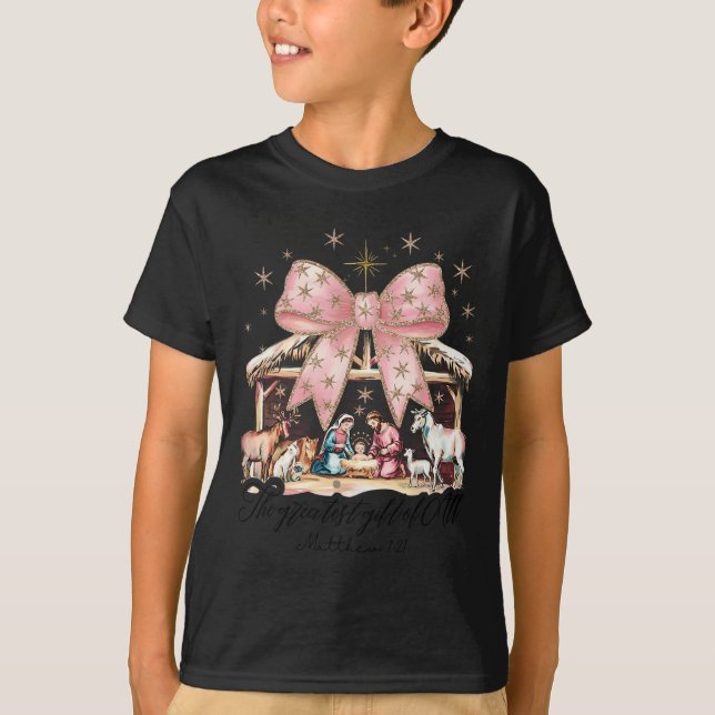 Camiseta Retro Coquette Bow Navidades Cristianos (Anverso)