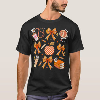 Camiseta Retro Coquette Bow Teacher otoño Thanksgivin