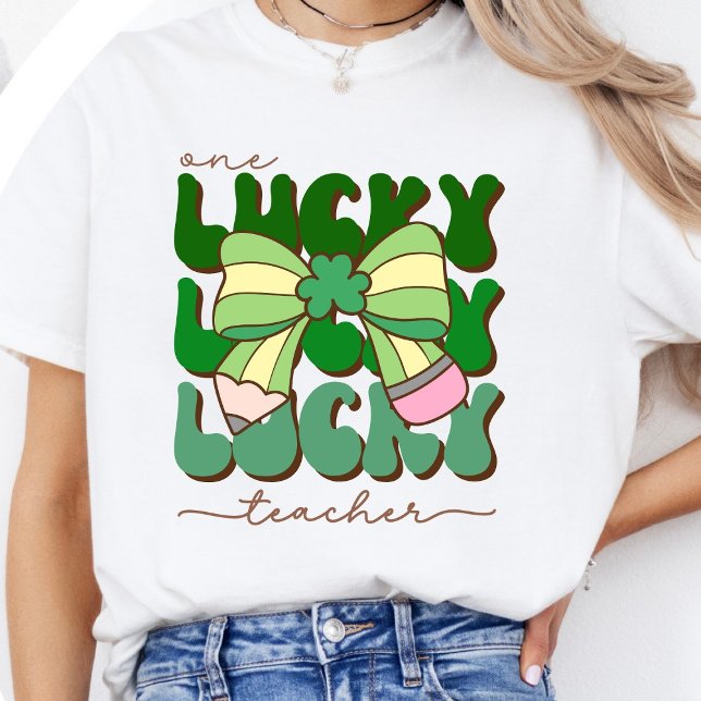 Camiseta Retro Coquette One Lucky Teacher St. Patrick’s Day (Subido por el creador)