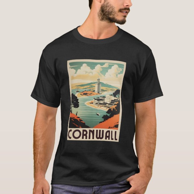 Camiseta Retro Cornwall Poster Reino Unido Cornwall (Anverso)