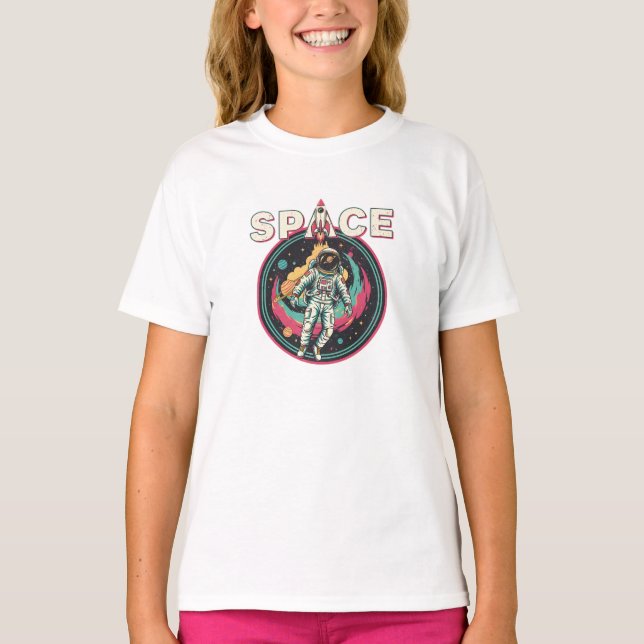 Camiseta Retro Cosmic Astronaut Space Art (Anverso)