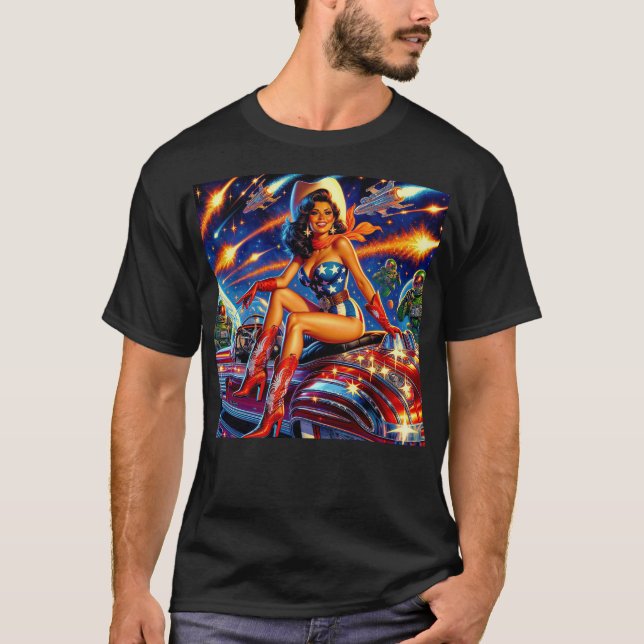 Camiseta Retro Cowgirl Pin-Up (Anverso)