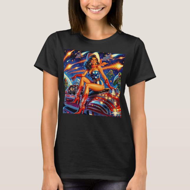 Camiseta Retro Cowgirl Pin-Up (Anverso)