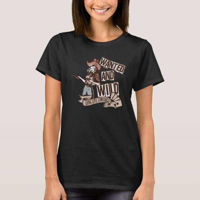 Camiseta Retro Cowgirl Wanted And Wild Rodeo Mom Western Co (Anverso)