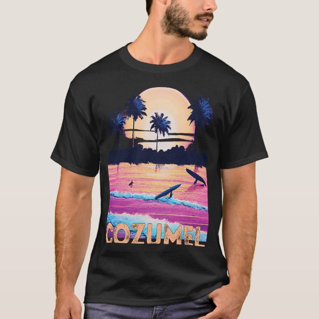 Camiseta Retro Cozumel México Souvenir Surf (Anverso)