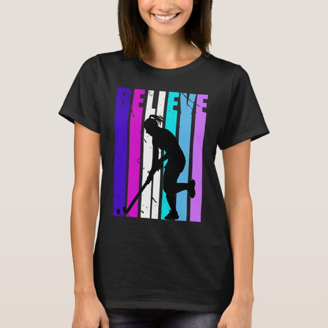 Camiseta Retro cree Hockey Hockey Hockey Cumpleaños Cute Fi (Anverso)