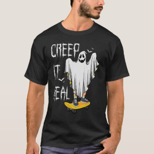 Camiseta Retro Creep It Real Skateboard Boo Halowen Man