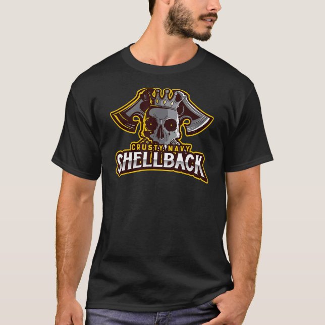 Camiseta Retro Crusty Navy Shellback Defender Del Profundo (Anverso)