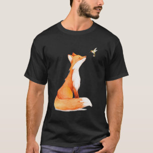 Camiseta Retro Cute Fox Y Hummingbird Vintage Wildlife An