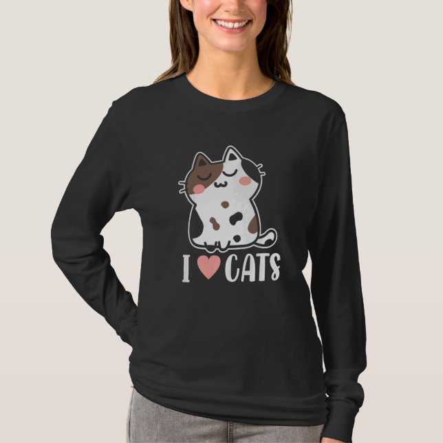 Camiseta Retro Cute I Heart Love Cats Cat Lady Dad Kitten C (Anverso)