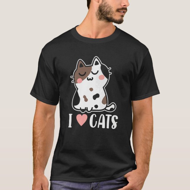 Camiseta Retro Cute I Heart Love Cats Cat Lady Dad Kitten C (Anverso)