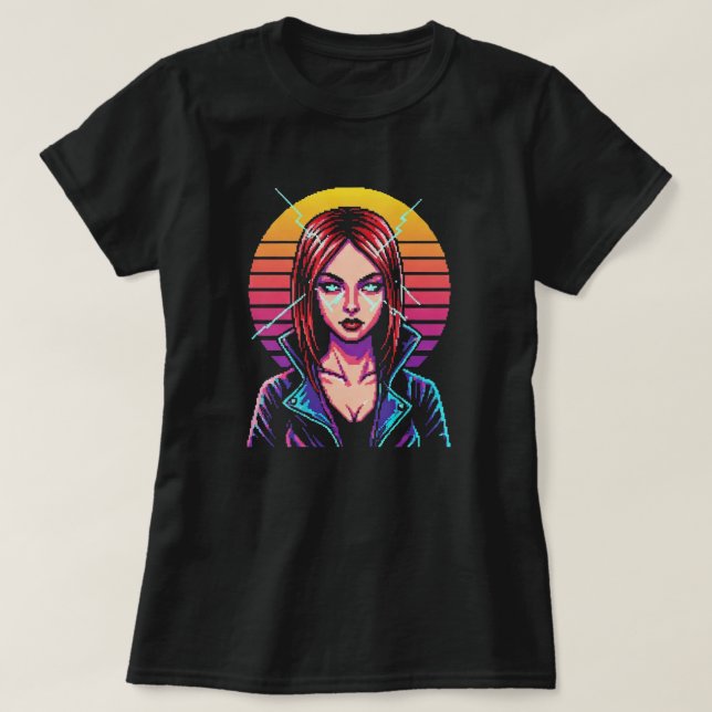 Camiseta Retro-Cyber Warrior (Diseño del anverso)