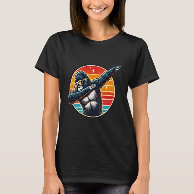 Camiseta Retro Dab Dancing Gorilla Mono con gafas de sol M (Anverso)