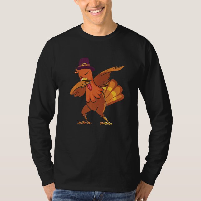 Camiseta Retro Dabbing Turkey Family Matching Thanksgiving  (Anverso)