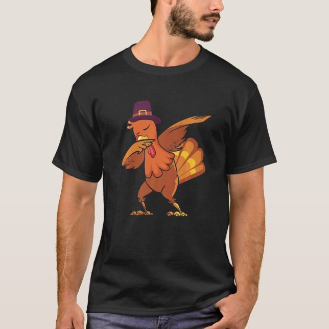 Camiseta Retro Dabbing Turkey Family Matching Thanksgiving  (Anverso)