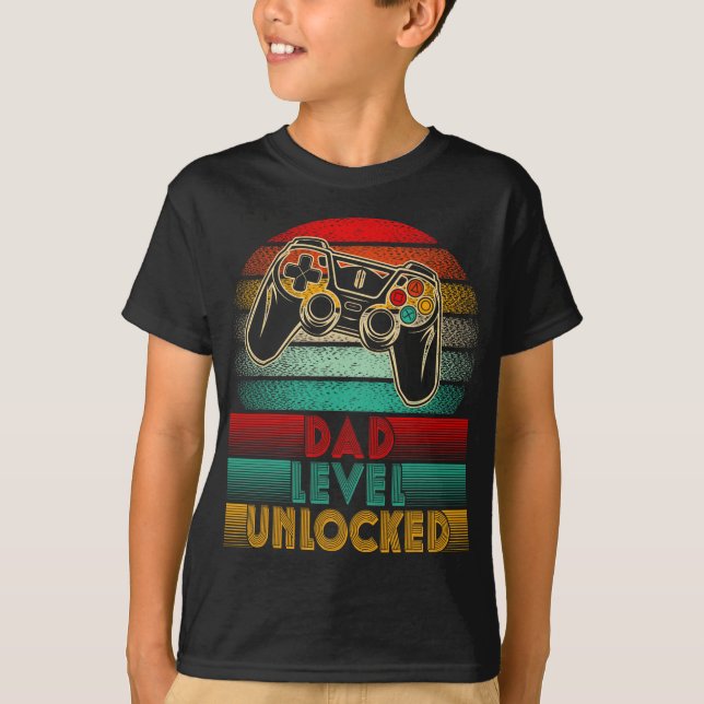 Camiseta Retro Dad Level Unlocked New Dad Controller Father (Anverso)