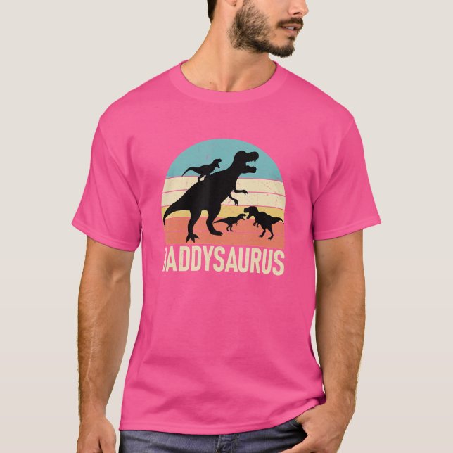 Camiseta Retro Daddy Dinosaur Daddysaurus Día del Padre (Anverso)