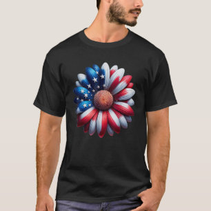Camiseta Retro Daisy Flor Bandera Estadounidense Mujeres 4