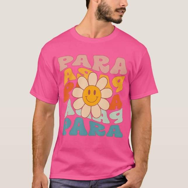 Camiseta Retro Daisy Groovy Colorful Paraprofesional Primer (Anverso)
