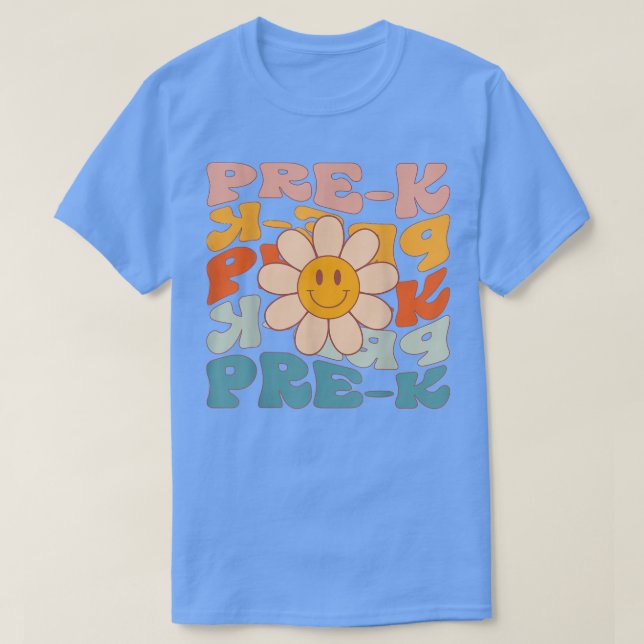 Camiseta Retro Daisy Groovy Colorful PreK Profesora F (Diseño del anverso)