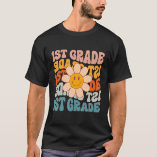 Camiseta Retro Daisy Groovy Colorido Primer Grado Teache