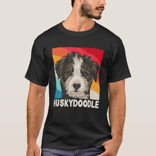 Camiseta Retro de arte chiberiano Huskydoodle, sociabl Husk (Anverso)