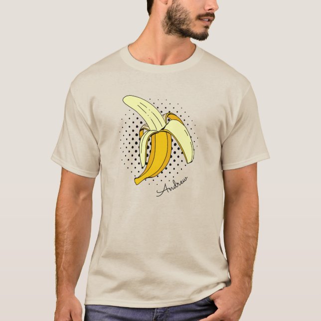 Camiseta Retro de arte pop Fruta bananera pelada (Anverso)