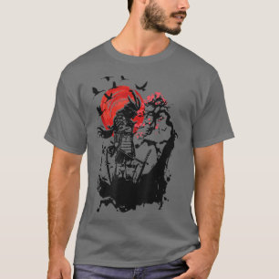 Camiseta Retro de arte ventilado de luchador Samurai japoné