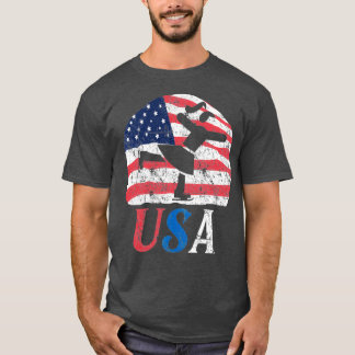 Camiseta Retro de bandera de Estados Unidos de patinaje art