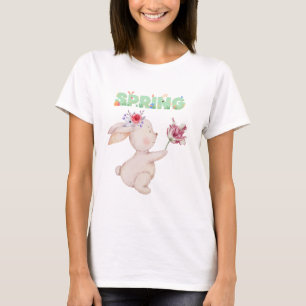 Camiseta Retro de Bunny con Gráfica de Tulipán