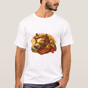 Camiseta Retro de Caballo con Bandana del Oeste –