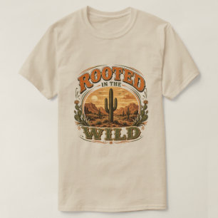 Camiseta Retro de Cactus Salvaje Enraizada