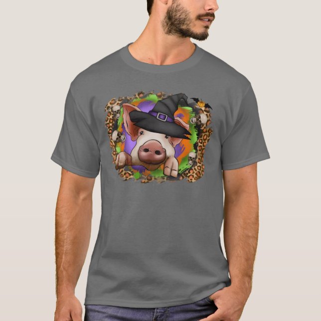 Camiseta retro de cerdo de halloween (Anverso)