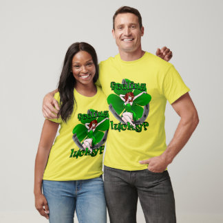 Camiseta Retro de Chica Pinup Lucky Irish Shirt