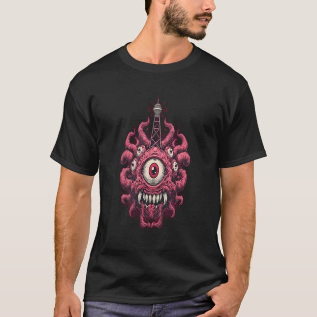 Camiseta Retro de Ciencia Ficción con Monstruo de  (Anverso)