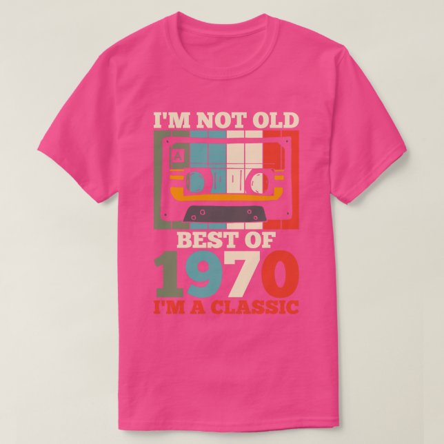 Camiseta Retro de cinta de cassette de cumpleaños 1970 (Diseño del anverso)