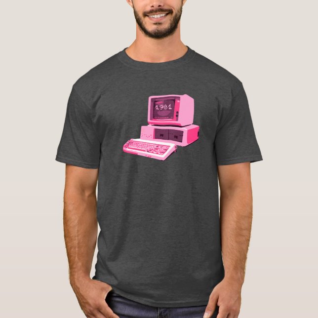 Camiseta Retro de Computadora Rosa de 1981 (Anverso)