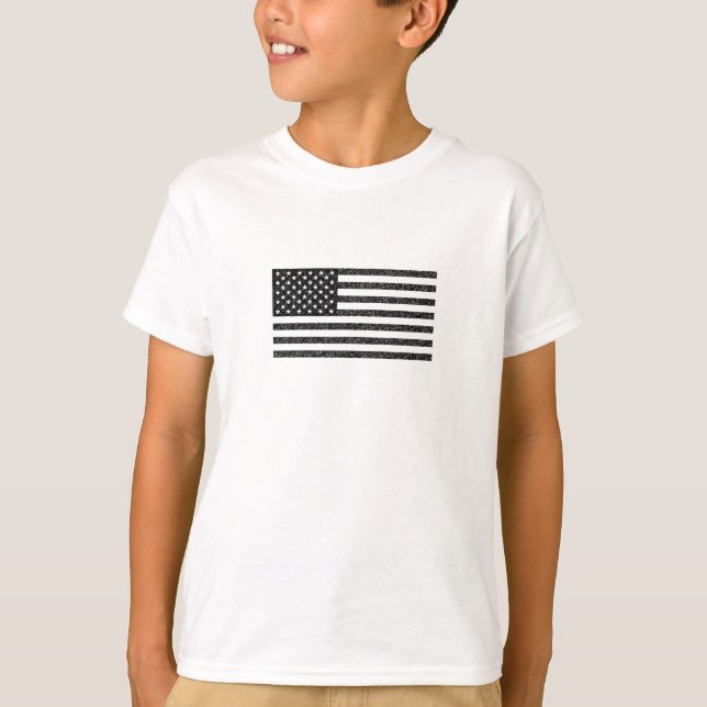 Camiseta Retro de cosecha blanca y negra de la bandera de l (Anverso)